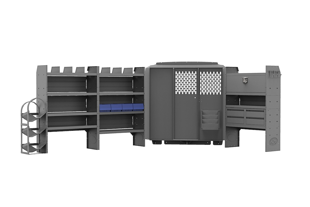 Commercial HVAC and electrical trade van shelving package