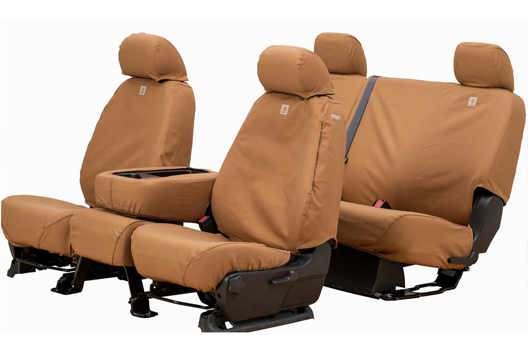 Tan car seat covers for front and rear truck seats