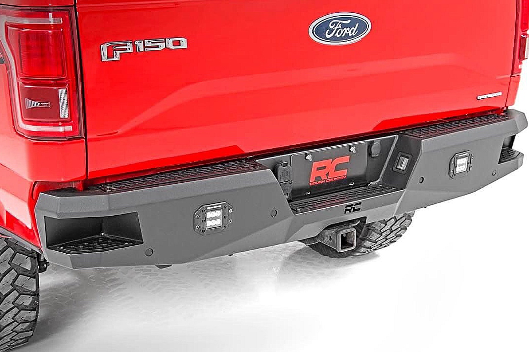 Heavy Duty Rear Steel Step Bumper with LED Cubes