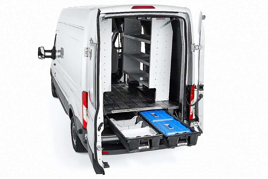 DECKED drawer system combined with modular van shelving